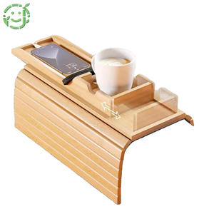 JQ Set cangkir bambu, penyimpanan minuman, lengan pemegang lipat Sofa meja sandaran tangan nampan makanan ringan - Product Image 1