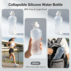 Food Grade Safe Leakproof Lightweight Collapsible Silicone Water Bottle - Product Image 3