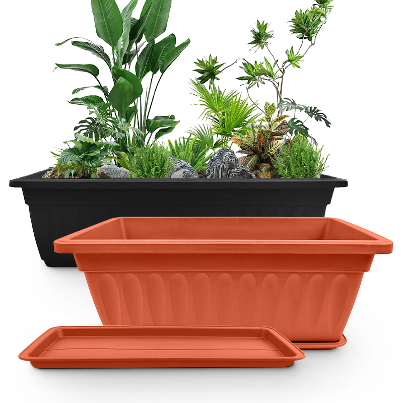 Large PP Plastic Rectangle Garden Flower Plant Pots with