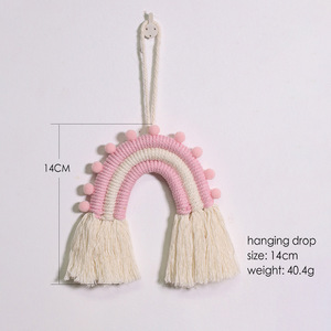 Venta al por mayor Rosa bebé habitación niños de algodón hecho a mano Arco Iris decoración Macrame colgante de pared - Product Image 4