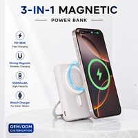 Batterie externe magnétique 3-en-1 personnalisée de haute qualité 10000 mAh pour téléphone et montre, charge rapide exclusive PD35W