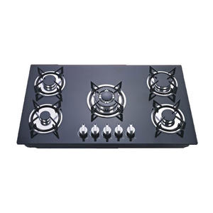 Factory Supply Household Five Burners Home Appliance Knob Control Tempered <b>Glass</b> Gas Stove - Product Image 1