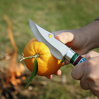 OEM haute dureté 7Cr17Mov en acier inoxydable lame fixe Mokume couteau de chasse poignée en résine outil de cuisine pour la survie en camping