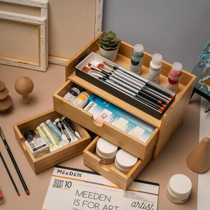 Boîte de rangement multifonction en bambou avec compartiment latéral ouvert surélevé, organisateur de vaisselle de cuisine et d'objets divers pour <span class=keywords><strong>bureau</strong></span>, logo personnalisé - Product Image 3