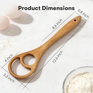 Batidor de madera de nogal negro de diseño holandés con mango largo y doble orificio grande para repostería, para huevos, harina y masa de pan de masa madre - Product Image 6