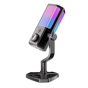Microphone de jeu RGB pour PC de bureau, micro à condensateur USB, 4 modes d'éclairage, volume réglable et bouton de silence pour Discord Twitch <span class=keywords><strong>Youtube</strong></span> - Product Image 2