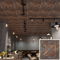 Tuiles de plafond PL22 en cuivre antique orné de panneaux décoratifs ignifuges imperméables de conception carrée moderne pour l'usage d'hôtel