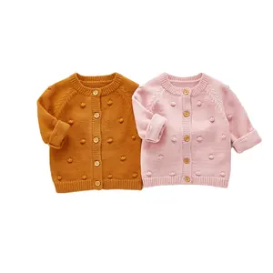 Pakaian Rajut Anak-anak Populer Musim Gugur Mantel Sweater Bayi Perempuan Musim Dingin Manis Jaket Anak Panjang Korea Kancing Bawah Kardigan