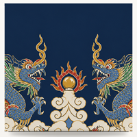 Tapis de Mahjong Américain Premium, Imprimé Dragon et Phénix, Base en Caoutchouc Antidérapante, Enroulable, pour Jeu