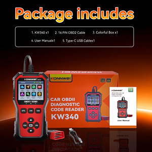 Xe công cụ chẩn đoán konnwei kw340 OBD2 Scanner với 2.8 inch Màn hình màu cập nhật và Chức năng in - Product Image 5