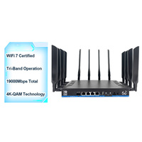 Router WiFi 7 BE19000 OpenWrt con 12 Antenas de Alta Ganancia, Red MESH para Todo el Hogar, Router Módem Inalámbrico de Alta Velocidad