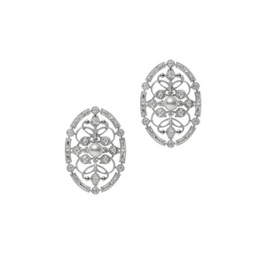 S925 Pure <b>Silver</b> French Court Style Hollow Lace <b>Pearl</b> Shell <b>Earrings</b> Vintage Style French Court Style Hollow Lace <b>Pearl</b> <b>Earrings</b> - Product Image 5