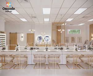 Conjunto de Muebles Personalizados para Salón de Uñas |   Mesa de Manicura con Espejo |   Solución de Diseño Moderno para Salón de Belleza - Product Image 5