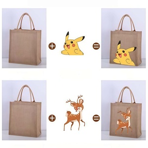 Personalized <strong>Custom</strong> Hand Painted <strong>Jute</strong> <strong>Tote</strong> <strong>Bag</strong> Blank Patchwork Cotton Linen Canvas Shopping Gift <strong>Bag</strong> for DIY <strong>Printing</strong> for Beach - Product Image 3