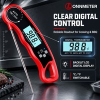 Thermomètre alimentaire pliable en acier inoxydable étanche, lecture instantanée en 3-4 secondes, marche/arrêt automatique, écran LCD rétroéclairé, sonde pour viande BBQ