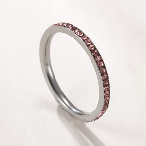 Anelli Sottili da 2mm in Acciaio Inossidabile Placcato Oro 18K con Zirconi Colorati, <span class=keywords><strong>Gioielli</strong></span> alla Moda per Donna - Product Image 6