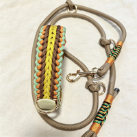 Ensemble collier et laisse pour chien réglables sur mesure, laisse en corde bleue tressée personnalisée assortie pour chiens de petite et grande taille, promenade en plein air