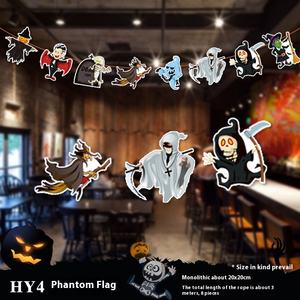 Venta al por mayor <span class=keywords><strong>de</strong></span> decoraciones para fiesta <span class=keywords><strong>de</strong></span> Halloween logotipo personalizado alfabeto Latte calabaza fantasma bruja tirar banderas números colgantes bolsa decoraciones - Product Image 6