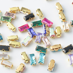 5x10mm Rectangle Strass-4 trous Coudre-On Flatback pour DIY Vêtements/Chaussures/Accessoires de Mariage - Product Image 1