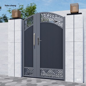 <span class=keywords><strong>Portail</strong></span> de cour moderne en alliage d'aluminium et fer forgé à double <span class=keywords><strong>battant</strong></span> pour villas, maisons de campagne auto-construites, grande entrée extérieure - Product Image 5