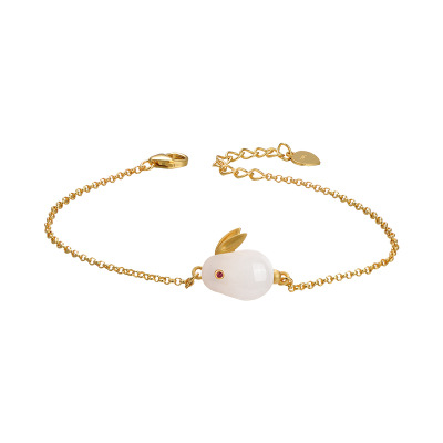 SL-049 [White Jade Rabbit Bracelet]