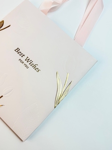 High Quality Exquisite Reusable Gift <b>Bag</b> With Gold Embossing Ribbon Handle Art Paper <b>Craft</b> <b>Bag</b> For Gift Packaging - Product Image 4