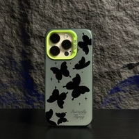 Élégante Coque de Protection Anti-Rayures Papillon Miroir de Maquillage Intégré pour iPhone 16 15 17 Pro Max 14 13 12