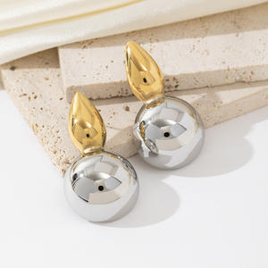 Boutique Fashion Exclusive Waterproof Women Jewelry Temperament Stainless Steel Statement Geometric Unusual Calebash Earrings - Product Image 4