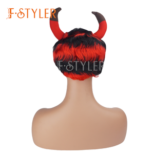 วิกผมสังเคราะห์สีฮอร์นปีศาจแดงคอสเพลย์ราชินีเด็กผู้ชายเด็กผู้หญิง - Product Image 3