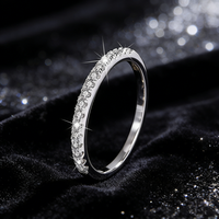 Bague en argent S925 avec moissanite demi-cercle couleur D VVS pour femme, alliance de mariage, prête à être expédiée en gros