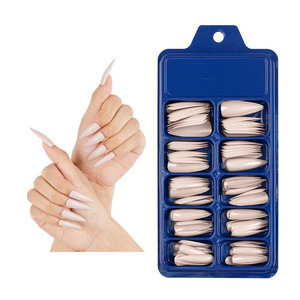 120 faux ongles longs bleus de couleur unie, forme stiletto, à presser, pour salon de manucure - Product Image 5