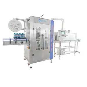 Automatic water bottle labeling machine with steam heat shrinking sleeve tunnel oven