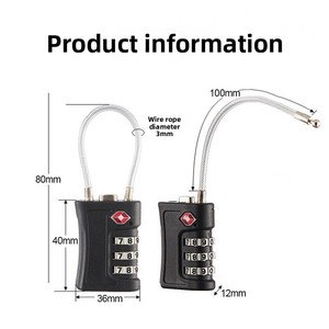 <span class=keywords><strong>Cadenas</strong></span> de Douane pour Valises et Casiers à Bagages, <span class=keywords><strong>Cadenas</strong></span> pour Casiers de Gym, <span class=keywords><strong>Cadenas</strong></span> à Code TSA en Câble d'Acier Coloré, Modèle 716 - Product Image 4