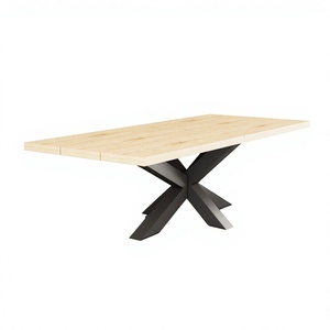 Mesa de Comedor Rectangular Moderna de Madera con Patas de Metal, Diseño Estable para Muebles de Hogar, 6 Plazas, Estilo Minimalista - Product Image 1