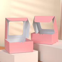 Boîte en papier rose délicate pour cupcakes, macarons, donuts, snacks, biscuits et gâteaux, avec fenêtre, idéale comme boîte cadeau