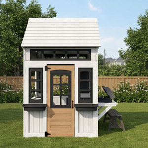 Maison de jeu en bois de cèdre gris moderne pour enfants de 4 à 8 ans, ensemble de jeu intérieur et extérieur, jouet éducatif - Product Image 3