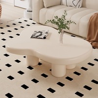 Ensemble de tables basses modernes pour la maison, couleur crème, design en forme de nuage ondulé, table centrale pour le salon