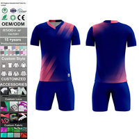 Ensemble de vêtements de football originaux en gros, maillot de foot personnalisé, respirant, à manches courtes, en polyester/coton, avec impression par transfert thermique