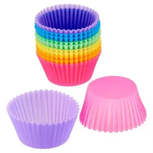 RTS Hot Selling Colorful Reusable Silicone Muffin Cup Heat Resistant Cake Cup for Microwave Oven Baking Cake Mould