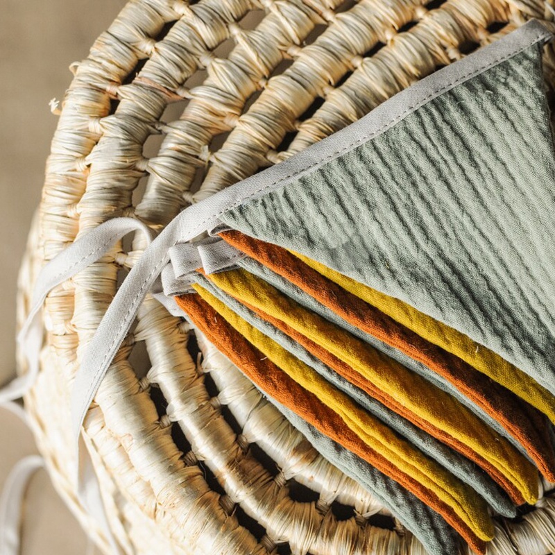 Ghirlanda Di Bandierine In Tessuto Di Cotone Multicolore - Lunga 2,86 Metri, 10 Pezzi - Decorazione Per Festa Di Compleanno, Matrimonio, Cameretta - 3