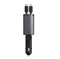 Chargeur rapide de véhicule à port multi-charge 100W 4-en-1 avec cordon de charge rétractable et affichage numérique
