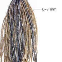 Perles d'eau douce naturelles Zhuji Pearl de 6-7 mm, jaunes et violettes, de forme ronde, pour la fabrication de colliers DIY