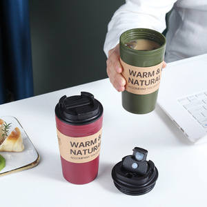 Tragbare 500ml Student Wasser becher Wieder verwendbare Sommer Kunststoff Hand benutzer definierte Logo Kaffeetasse mit Abdeckung Wärme isolierung und auslaufs icher - Product Image 4