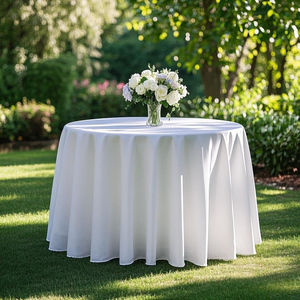 Wholesale Custom Fitted Round Tablecloth Polyester White Wedding <b>Table</b> Cloths for Events - Product Image 1