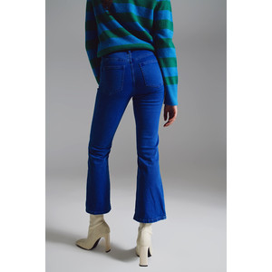 Jean taille haute évasé bleu - Product Image 6