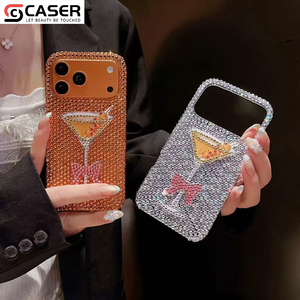 Coque de <span class=keywords><strong>téléphone</strong></span> antichoc élégante et luxueuse avec motif verre à martini et strass, sensation glacée, pour iPhone 17/16/15 - Product Image 3