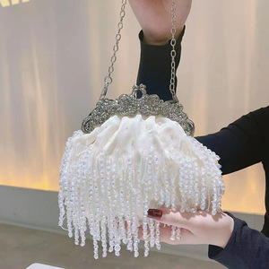 Fashion Women Beaded Tassels <b>Clutch</b> Bag Pearl Evening Dress Bag Evening <b>Clutch</b> Bags for <b>Wedding</b> Party - Product Image 2