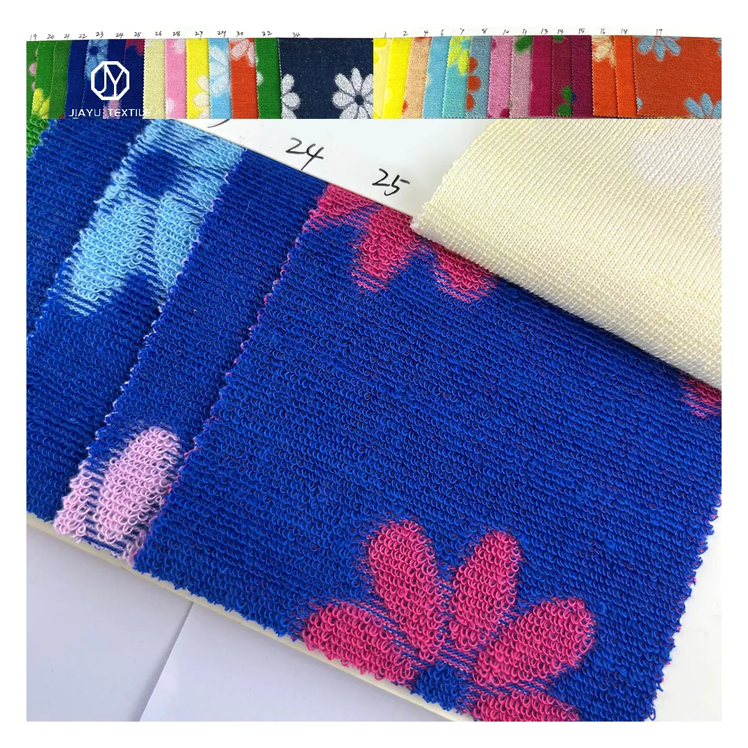 New Little Daisy flower Printed Towelling Fabric 350gsm Pure Poly Jacquard Towel terry Fabric for Home Textile Toy Hat