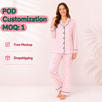 Ensemble de pyjama personnalisé pour femme, 2 pièces, boutonné, vêtements de nuit de resort, sublimation, vêtements de détente, vêtements de nuit botaniques