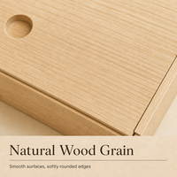 Boîte cadeau en bois pour matcha, avec couvercle coulissant à motif grain de bois, compartiments ajustés, découpe pour poignée intégrée et insert encastré